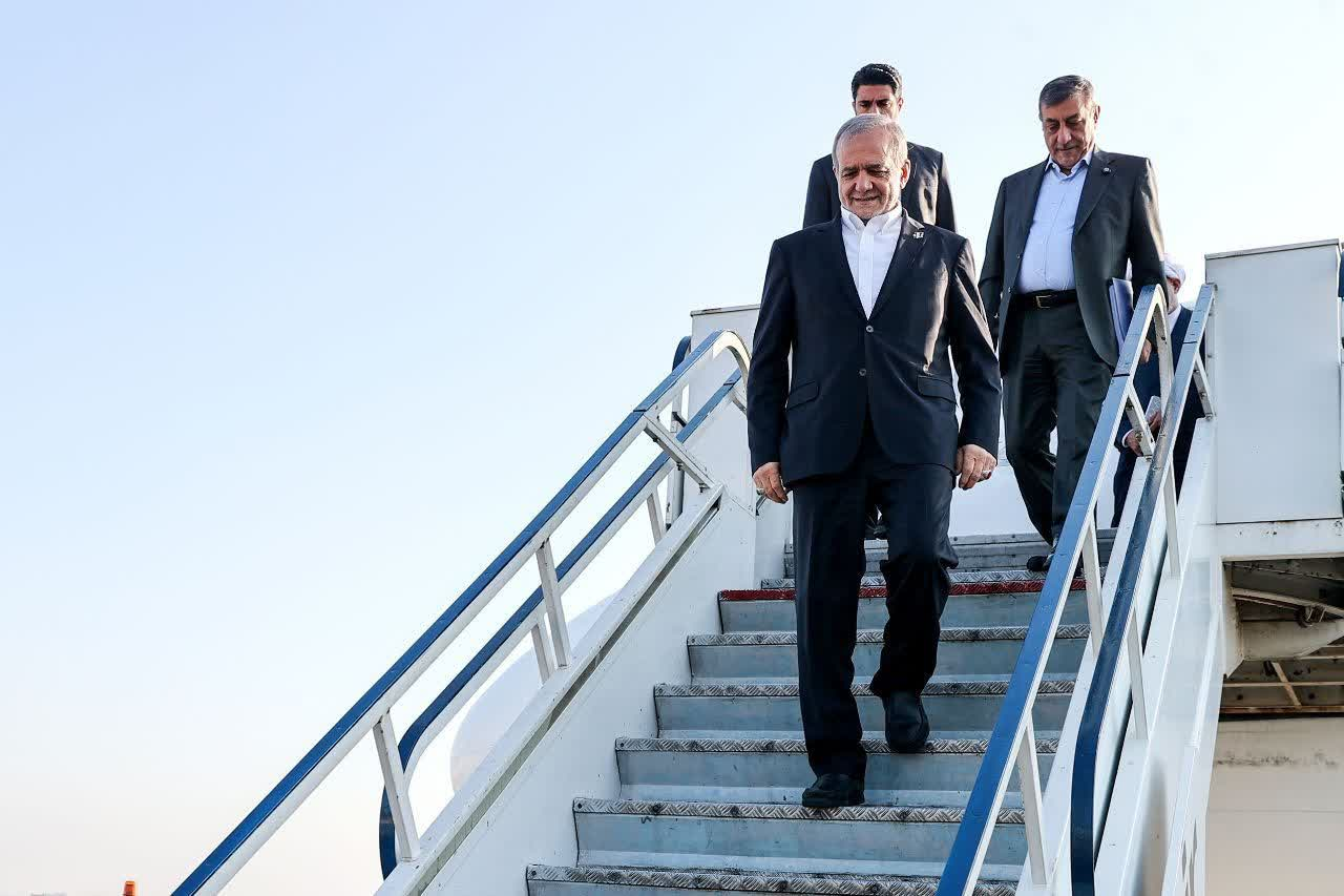 رئیس‌جمهور پزشکیان وارد آذربایجان‌غربی شد